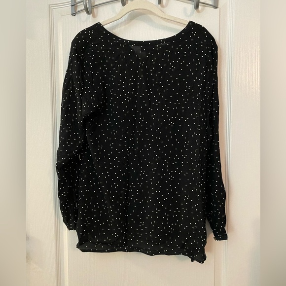 j jill black button down long sleeve blouse white speckles shirt - Picture 5 of 11